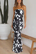 Chic Off Shoulder Sleeveless Geometric Printed Maxi Party Dress