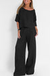 Margovil Round Neck 3/4 Sleeves Pullovers Wide Leg Pants Cotton Linen Set