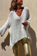 V Neck Dolman Sleeves Irregular Casual Sweater