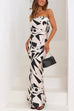 Chic Off Shoulder Sleeveless Geometric Printed Maxi Party Dress