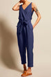 Margovil Casual V Neck Sleeveless Wrapped Jumpsuit