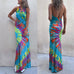 Margovil Sleeveless Halter Backless Maxi Tie Dye Dress