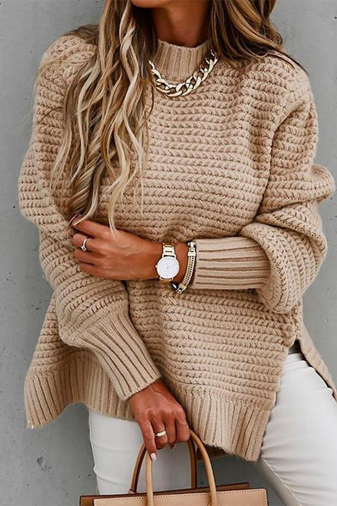 Margovil Mockneck Side Split Chunky Knit Sweater