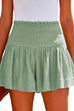 Margovil Elastic Smocked Waist Wide Leg Solid Shorts