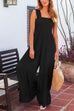 Margovil Wide Straps Smocked High Waist Ruffle Wide Leg Jumpsuit