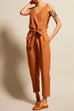 Margovil Casual V Neck Sleeveless Wrapped Jumpsuit