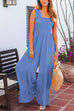 Margovil Wide Straps Smocked High Waist Ruffle Wide Leg Jumpsuit