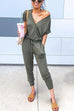 Margovil V Neck Wrap Jumpsuit with Pockets