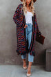 Margovil Tassel Open Front Multi-colored Print Knit Cardigans