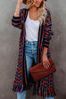 Margovil Tassel Open Front Multi-colored Print Knit Cardigans