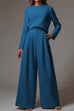 Margovil Crewneck Long Sleeve Pullover and Wide Leg Pants Solid Set