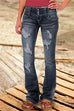 Margovil Button Down Distressed Ripped Jeans with Pockets