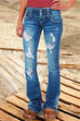 Margovil Button Down Distressed Ripped Jeans with Pockets