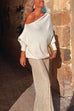 Margovil Off Shoulder Batwing Long Sleeve Sweater