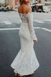 Margovil Off Shoulder Long Sleeve Floral Lace Bodycon Dress