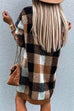 Margovil V Neck Long Sleeve Plaid Sweater Dress