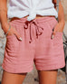 Margovil Tie Waist Cotton Linen Shorts with Pockets