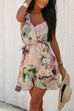 Margovil V Neck Tie Waist Ruffle Printed Cami Dress