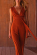 Margovil V Neck Sleeveless Tie Waist Wide Leg Jumpsuit