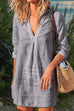 Margovil V Neck Long Sleeve Cotton Linen Dress