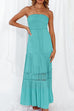 Margovil Strapless Tube Hollow Out Lace Splice Tiered Maxi Dress