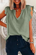 Margovil V Neck Solid Ruffle T-shirt