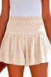 Margovil Elastic Smocked Waist Wide Leg Solid Shorts