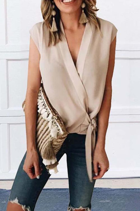 Margovil Wrap V Neck Solid Top