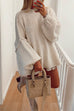 Margovil Drop Shoulder Plain Casual Pullover Sweater