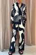 Margovil Graphic Printed Long Sleeve Blouse Shirt Wide Leg Pants 2 Pieces Set