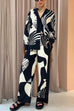 Margovil Graphic Printed Long Sleeve Blouse Shirt Wide Leg Pants 2 Pieces Set