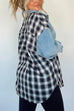 Margovil Button Up Pocketed Plaid Splice Shacket