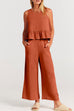 Margovil Crewneck Ruffle Tank Top Wide Leg Pockets Pants Set