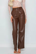 Margovil Faux Leather Straight Leg Trousers with Pockets