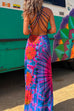 Margovil Criss Cross Backless Tie Dye Maxi Cami Dress