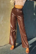 Margovil Faux Leather Straight Leg Trousers with Pockets