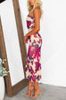 Strapless Ruched Floral Print Bodycon Midi Dress