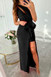 Margovil One Shoulder Cut Out Draped Front Maxi Party Dress