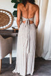 Margovil Halter Tie Knot Backless Ruched Swing Maxi Vacation Dress