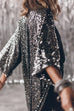 Margovil 3/4 Sleeves Open Front Sequin Shinny Midi Cardigan