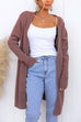 Margovil Open Front Pockets Solid Knitting Midi Cardigan