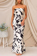 Margovil Geometric Printed Tube Top Maxi Party Dress