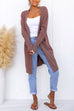 Margovil Open Front Pockets Solid Knitting Midi Cardigan