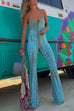 Margovil Lace Up Bell Bottoms Tie Dye Cami Jumpsuit