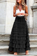 Margovil Ruffle Layered Mesh A-line Long Tulle Skirt