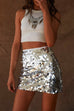 Margovil Elastic Waist Sequin Bodycon Mini Skirt