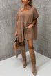 Margovil Oversized V Neck Short Sleeves Pocketed Poncho Sweater