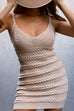 Margovil V Neck Cable Knit Bodycon Mini Cami Dress