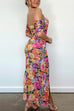 Margovil Off Shoulder Side Split Ruched Floral Bodycon Maxi Dress