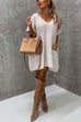 Margovil Oversized V Neck Short Sleeves Pocketed Poncho Sweater